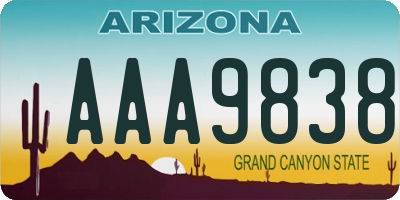 AZ license plate AAA9838