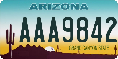 AZ license plate AAA9842