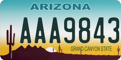 AZ license plate AAA9843