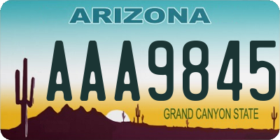 AZ license plate AAA9845