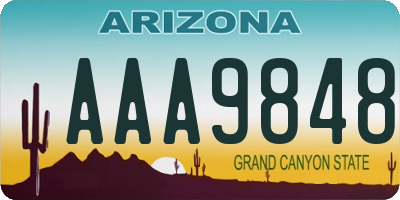 AZ license plate AAA9848