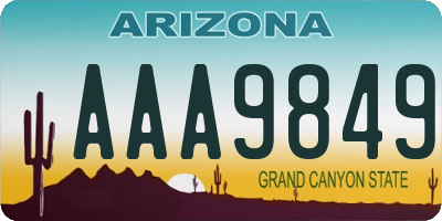 AZ license plate AAA9849