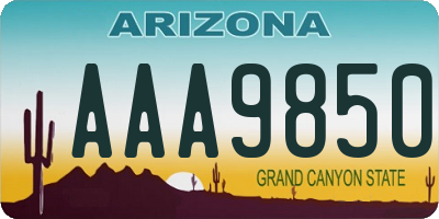 AZ license plate AAA9850