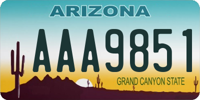 AZ license plate AAA9851