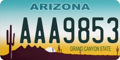 AZ license plate AAA9853