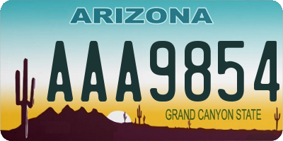 AZ license plate AAA9854