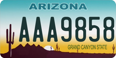 AZ license plate AAA9858