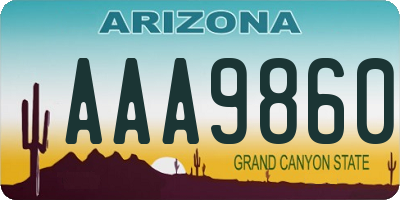 AZ license plate AAA9860