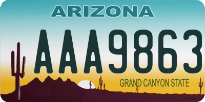 AZ license plate AAA9863