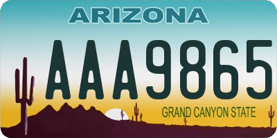 AZ license plate AAA9865