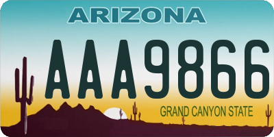 AZ license plate AAA9866