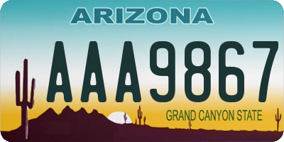 AZ license plate AAA9867