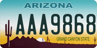 AZ license plate AAA9868