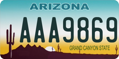 AZ license plate AAA9869