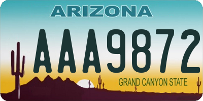 AZ license plate AAA9872