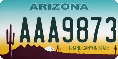 AZ license plate AAA9873