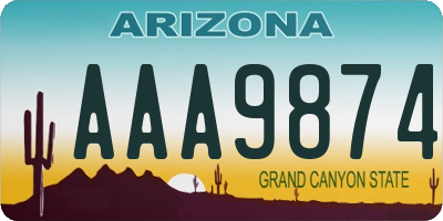 AZ license plate AAA9874