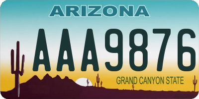 AZ license plate AAA9876