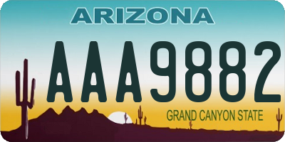 AZ license plate AAA9882