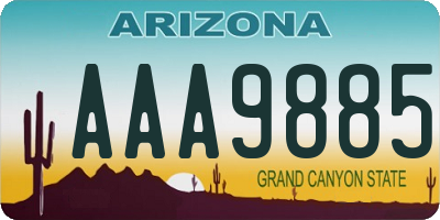 AZ license plate AAA9885