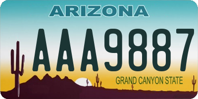 AZ license plate AAA9887