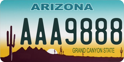 AZ license plate AAA9888