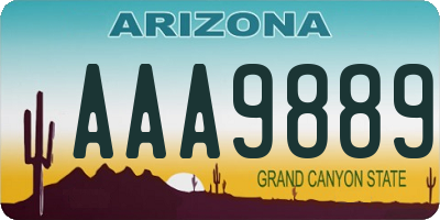 AZ license plate AAA9889