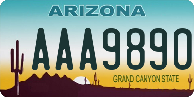 AZ license plate AAA9890