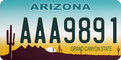 AZ license plate AAA9891