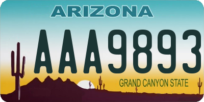 AZ license plate AAA9893