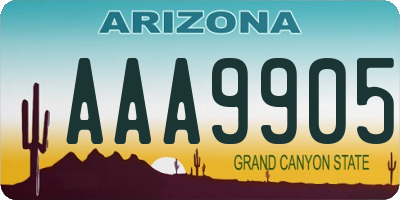 AZ license plate AAA9905