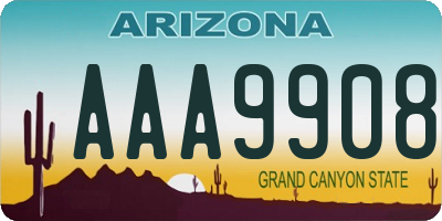 AZ license plate AAA9908