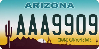 AZ license plate AAA9909