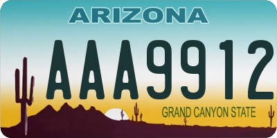 AZ license plate AAA9912