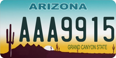 AZ license plate AAA9915