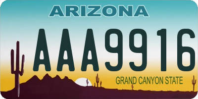 AZ license plate AAA9916