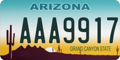 AZ license plate AAA9917