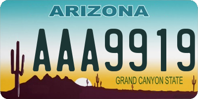 AZ license plate AAA9919