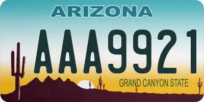 AZ license plate AAA9921