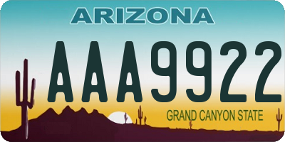 AZ license plate AAA9922