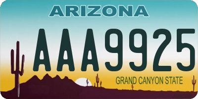 AZ license plate AAA9925