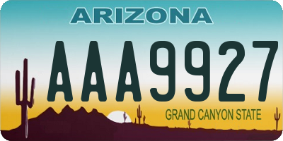 AZ license plate AAA9927