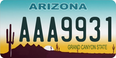 AZ license plate AAA9931