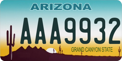 AZ license plate AAA9932