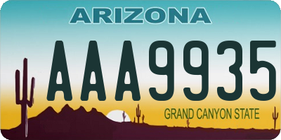 AZ license plate AAA9935