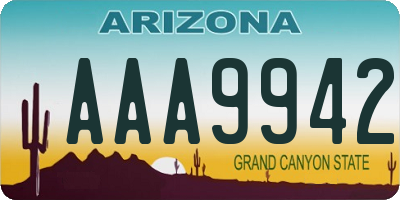 AZ license plate AAA9942