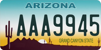 AZ license plate AAA9945