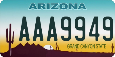 AZ license plate AAA9949