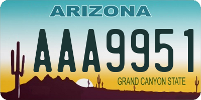 AZ license plate AAA9951