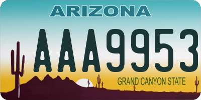 AZ license plate AAA9953